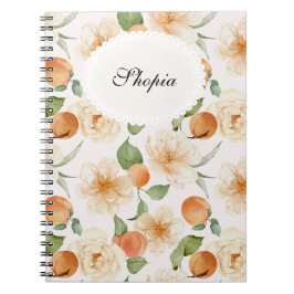Peach & Cream Floral Elegant Notebook Cover Design ノートブック