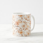 Peach Cream White Flowers コーヒーマグカップ (正面右)
