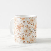 Peach Cream White Flowers コーヒーマグカップ (正面左)