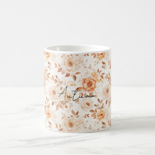 Peach Cream White Flowers コーヒーマグカップ (中央)