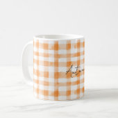 Peach Cream White Plaid Stripes コーヒーマグカップ (正面左)
