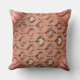 Peach Crochet Tiger Pattern Pillow Cover  クッション