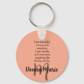 Peach Custom Name Motivational Quote   キーホルダー (正面)