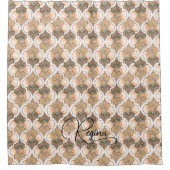 Peach Custom Name Watercolor Geometric Pattern  シャワーカーテン (正面)