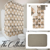 Peach Custom Name Watercolor Geometric Pattern  シャワーカーテン