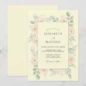 Peach Dainty Botanical Wedding 招待状 (正面/裏面)