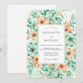 Peach Dainty Spring Wedding 招待状 (正面/裏面)