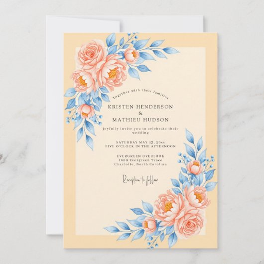 Peach Delicate Spring Wedding 招待状 (正面)