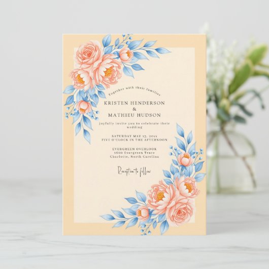 Peach Delicate Spring Wedding 招待状 (スタンド正面)