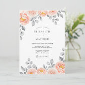 Peach Delightful Watercolor Wedding 招待状 (スタンド正面)