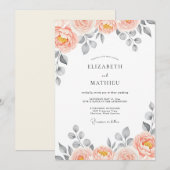 Peach Delightful Watercolor Wedding 招待状 (正面/裏面)