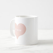 Peach Doodled Love Heart with Custom Name or Text コーヒーマグカップ (正面左)