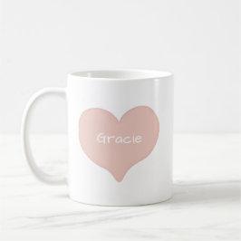 Peach Doodled Love Heart with Custom Name or Text コーヒーマグカップ
