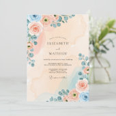 Peach Dreamy Watercolor Wedding 招待状 (スタンド正面)