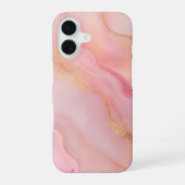 Peach Éclat – 桃と金箔のマーブルスマホケース iPhone 16ケース (裏面)