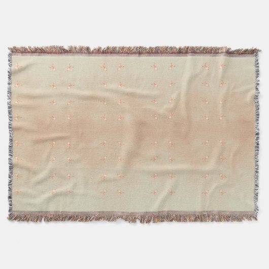 Peach elegant floral butterfly pattern スローブランケット (正面)