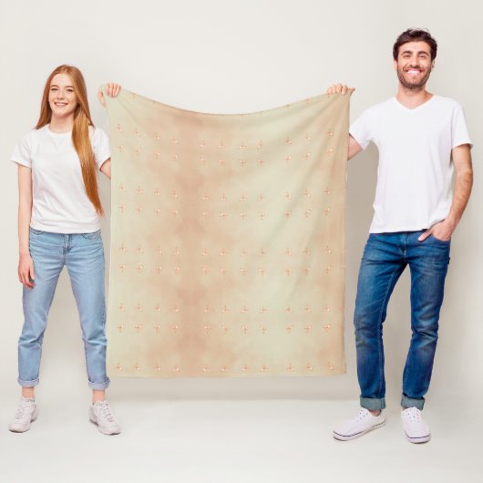 Peach elegant floral butterfly pattern フリースブランケット (インサイチュ)