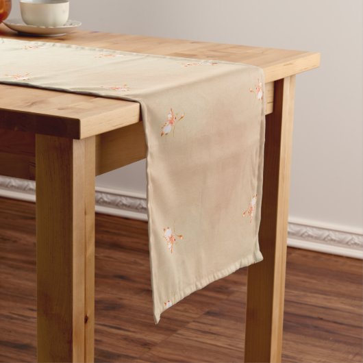 Peach elegant floral butterfly pattern table runne ショートテーブルランナー (インサイチュ)