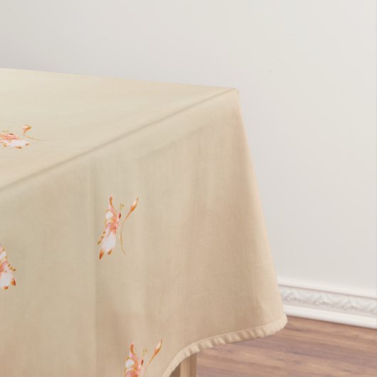 Peach elegant floral butterfly pattern tablecloth  テーブルクロス (インサイチュ)