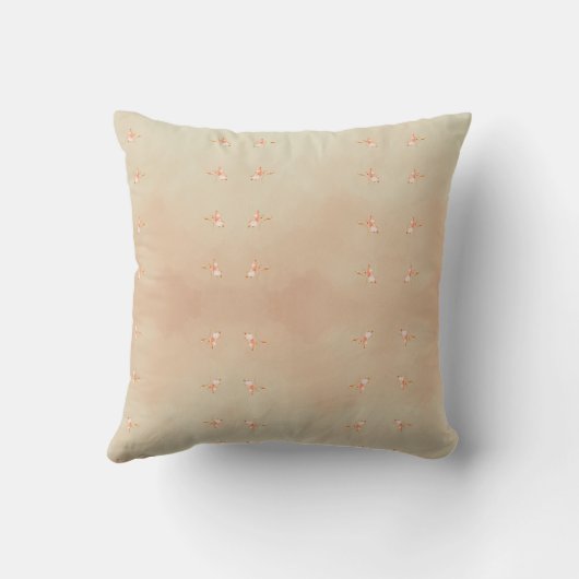 Peach elegant floral butterfly pattern throw pillo クッション (裏面)