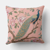 Peach elegant retro stylish pattern Throw Pillow クッション (裏面)