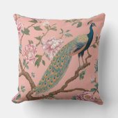 Peach elegant retro stylish pattern Throw Pillow クッション (正面)