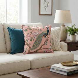 Peach elegant retro stylish pattern Throw Pillow クッション