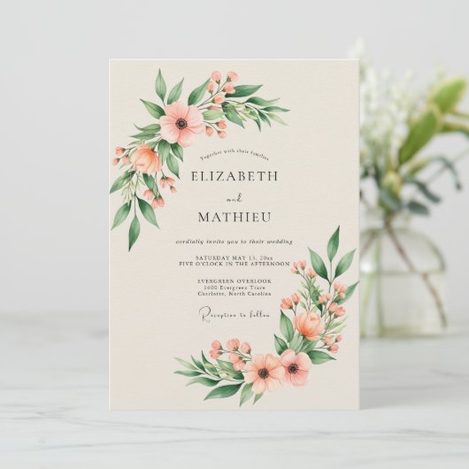 Peach Elegant Spring Wedding 招待状 (スタンド正面)