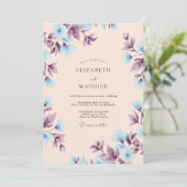 Peach Ethereal Blue Spring Wedding 招待状 (スタンド正面)