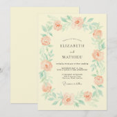 Peach Ethereal Botanical Wedding 招待状 (正面/裏面)