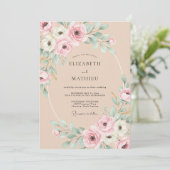 Peach Exquisite Botanical Wedding 招待状 (スタンド正面)