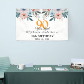 Peach Floral 90th Birthday 90 Years Loved Banner 横断幕 (トレードショー)