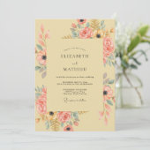 Peach Floral Arrangement Wedding 招待状 (スタンド正面)