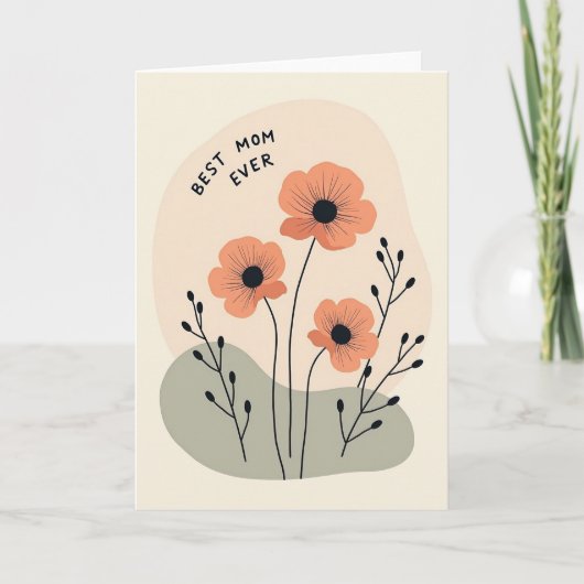 Peach Floral Best Mom Ever Card カード (正面)