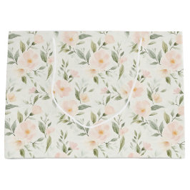 Peach Floral Bridal Shower ラージペーパーバッグ