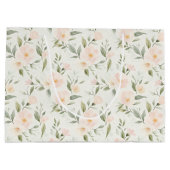 Peach Floral Bridal Shower ラージペーパーバッグ (裏面)