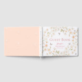 Peach Floral Butterfly Girl First Birthday Guest ゲストブック (全面)