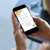 Peach Floral Corner Greenery Script Elegant 招待状