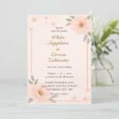Peach Floral Elegant Wedding Invitation 招待状 (スタンド正面)