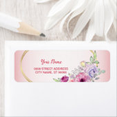 Peach Floral Gold Geometric Wedding Return Address ラベル (インサイチュ)