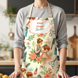 Peach Floral Hair Stylist Business エプロン