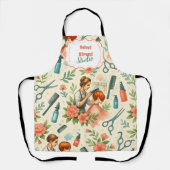 Peach Floral Hair Stylist Business エプロン (正面)