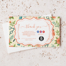 Peach Floral Hair Stylist Business サンキューカード