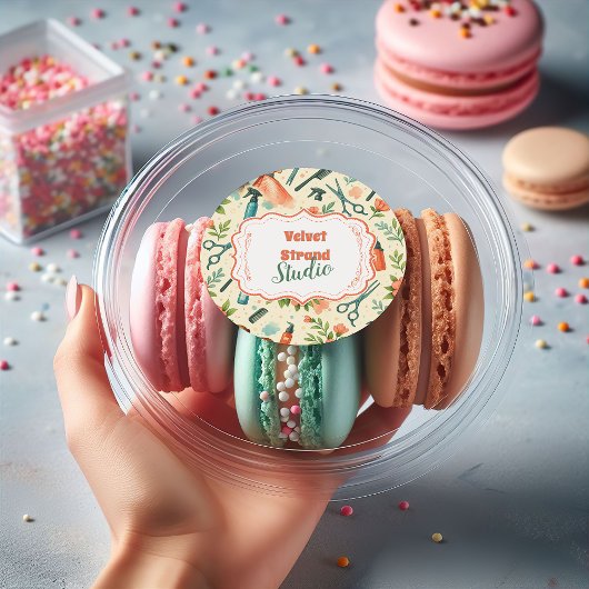 Peach Floral Hair Stylist Business ラウンドシール