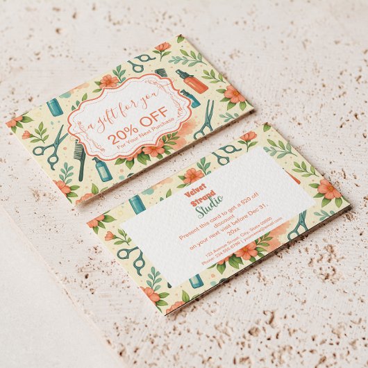 Peach Floral Hair Stylist Business 割引カード