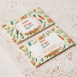 Peach Floral Hair Stylist Business 名刺