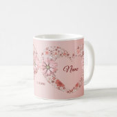Peach Floral Heart Modern wedding Gift コーヒーマグカップ (正面右)