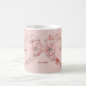 Peach Floral Heart Modern wedding Gift コーヒーマグカップ (中央)