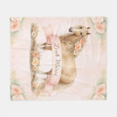 Peach Floral Horse Personalized Name  フリースブランケット (正面(横))