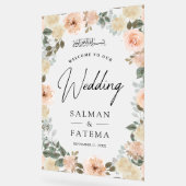 Peach Floral Muslim Wedding Welcome Frosted アクリルサイン (傾斜)